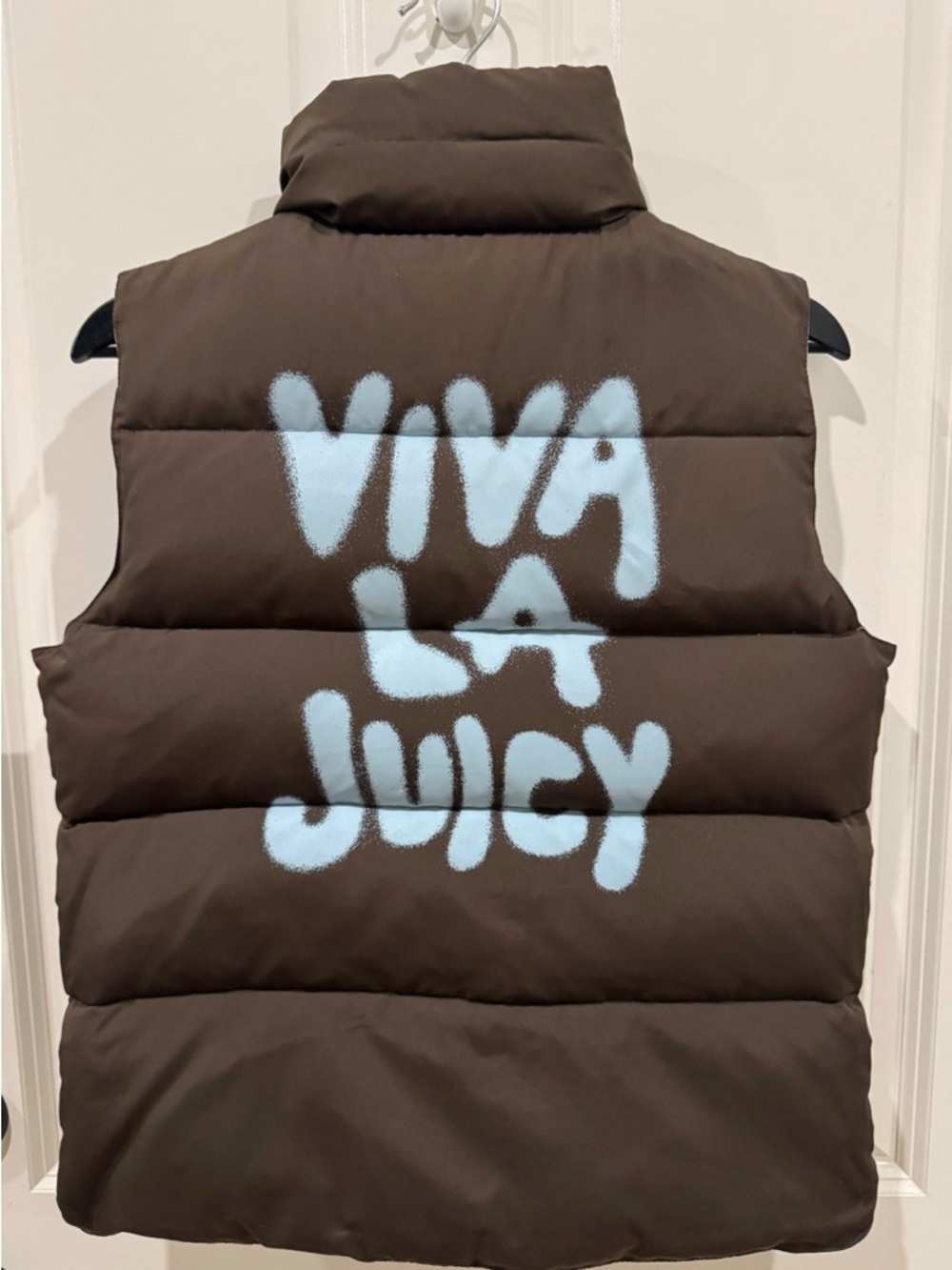 Juicy Couture “Viva La Juicy” down graphic puffer REVERSIBLE vest small RARE